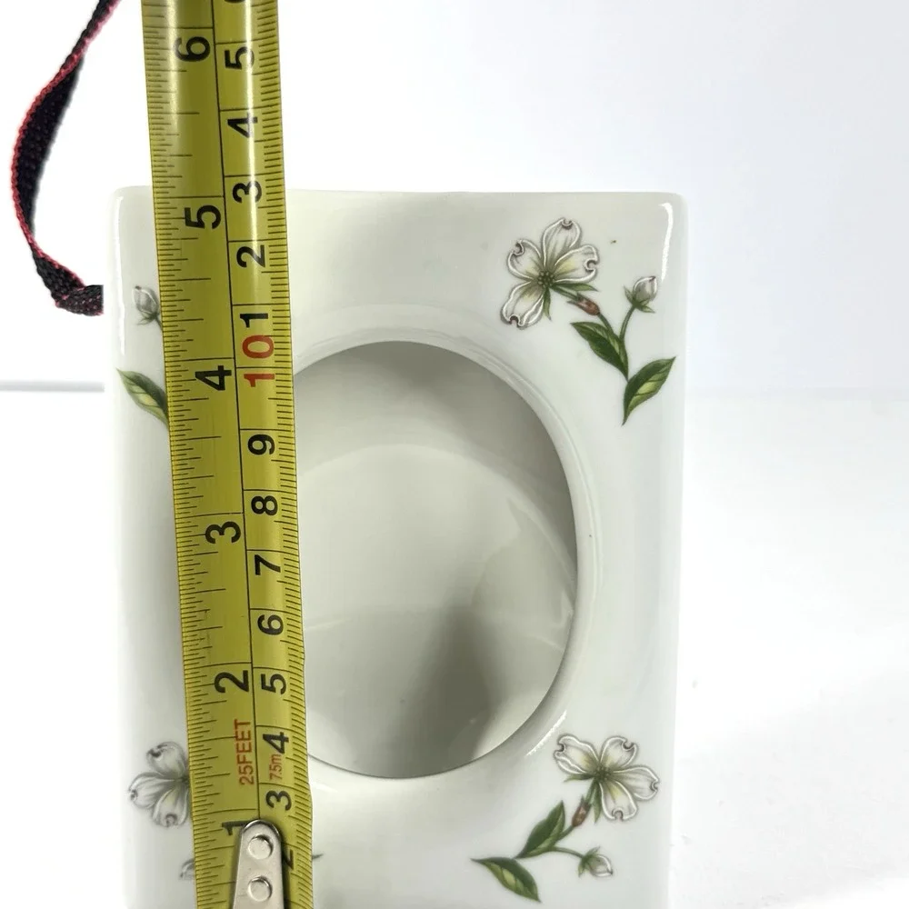 Vintage Lefton Porcelain Floral Oval Picture Frame Easel Back